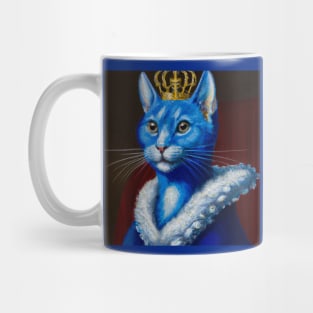 Royal Blue Cat Wearing Crown Mug